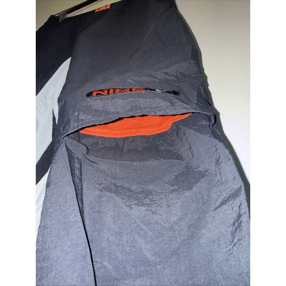 Y2K Nike Swoosh Track Pants Black Gray Windbreaker Joggers‎ Men's Medium